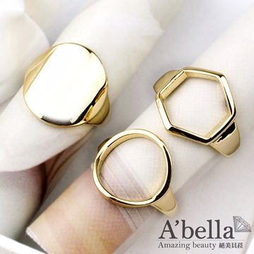 A'bella 菈蓓索系列 【Abella 】幾何密碼戒指 (3個一套)