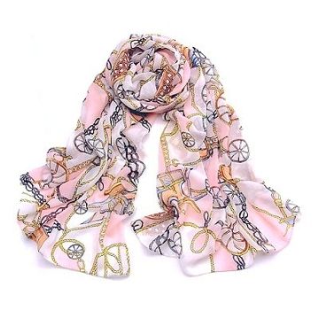 Charme 韓國新款時尚海洋風馬車鏈條圍巾 粉紅