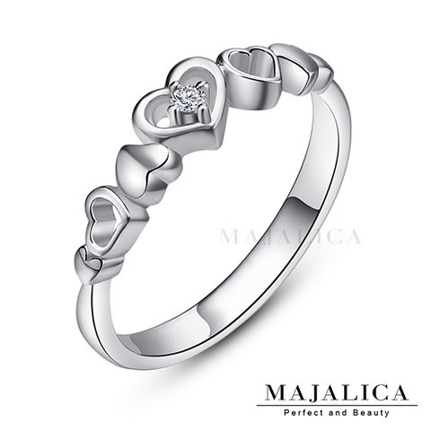 Majalica 925純銀戒指女愛心尾戒推薦浪漫心連心