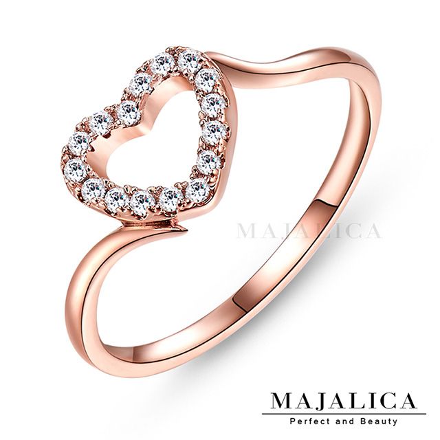 Majalica  925純銀戒指 愛心尾戒 名媛淑女款 玫金款 單個價格 PR4005-2