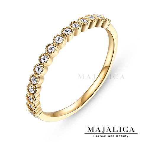 Majalica 925純銀戒指 晶燦尾戒 手工微鑲工藝 名媛淑女款 金色款 單個價格 PR4015-2