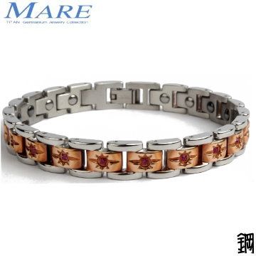 MARE 【-316L白鋼系列】光芒(玫金爪鑲紅鑽)窄 款