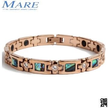 MARE 【-316L白鋼系列】金色情迷(玫金爪鑲鮑貝)窄 款