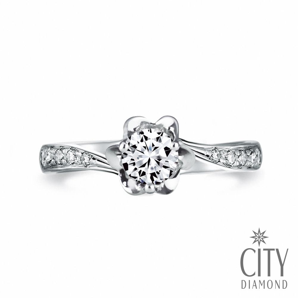 City Diamond 引雅 『霞之花』天然鑽石30分白K金戒指 鑽戒