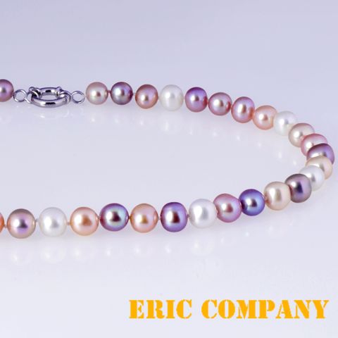 【Eileen 公主】日本寶石鑑定DPS專業認證~9~10mm 結婚珍珠項鍊-典雅三色彩珠