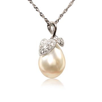 【小樂珠寶】頂級南洋深海貝珍珠墬子＊雙葉款