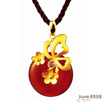 Jcode 真愛密碼 Jcode-春光彩蝶純金+紅瑪瑙墜飾