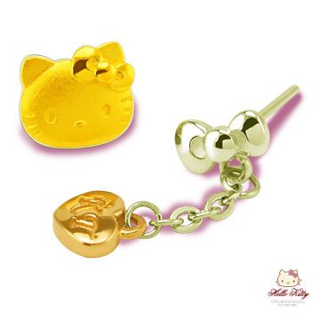 Hello Kitty HelloKitty 真情零距離 純金+白鋼耳環