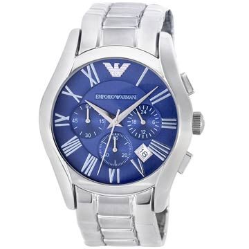 EMPORIO ARMANI 都會雅痞風三眼計時(AR1635)-藍面