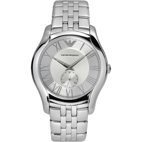 ARMANI Classic 羅馬時尚小秒針腕錶-銀 AR1788