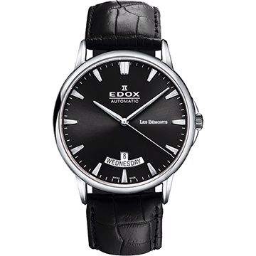 EDOX Les Bemonts 薄曼系列機械錶-黑E83015.3.NIN