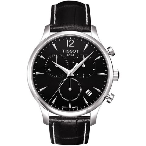 TISSOT 天梭 TRADITION 復刻計時手錶-黑 T0636171605700