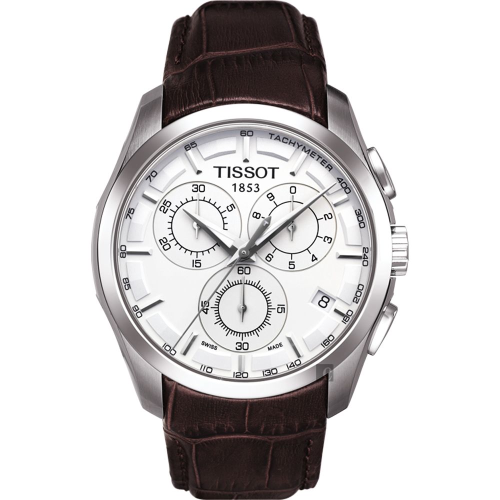 TISSOT 天梭 T-TREND 三眼計時手錶-白/皮帶 T0356171603100