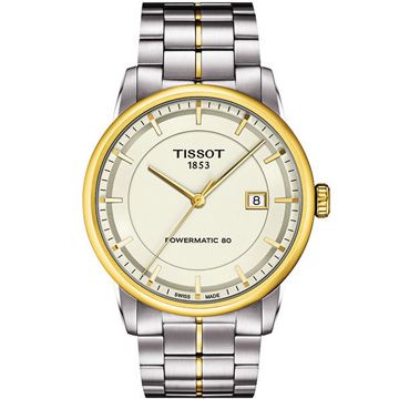 TISSOT 天梭 T-Classic Luxury 機械錶-銀/半金 T0864072226100