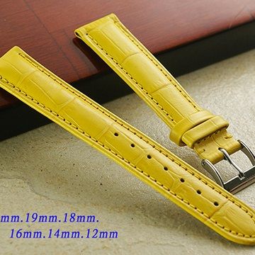 義大利進口 加厚型高級錶帶黃色款 ( 20mm.19mm.18mm.16mm.14mm.12mm)