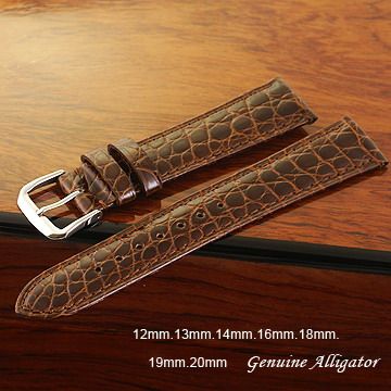 進口純正鱷魚皮高級薄型亮面錶帶 ( 22mm.20mm.19mm.18mm )