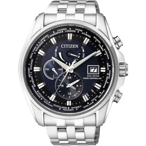 ★享指定專櫃售後服務★CITIZEN GENTS 時尚風格光動能電波時計腕錶/藍黑/43mm/AT9031-52L