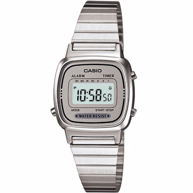 CASIO 卡西歐 復古優雅質感時尚電子錶(銀-LA670WA-7DF)