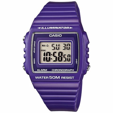 CASIO 卡西歐 街頭潮流數位電子錶-紫-W-215H-6AVDF