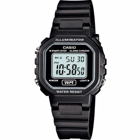 CASIO 卡西歐 復古風格方形潮流電子錶-黑/34.5mm  LA-20WH-1ADF