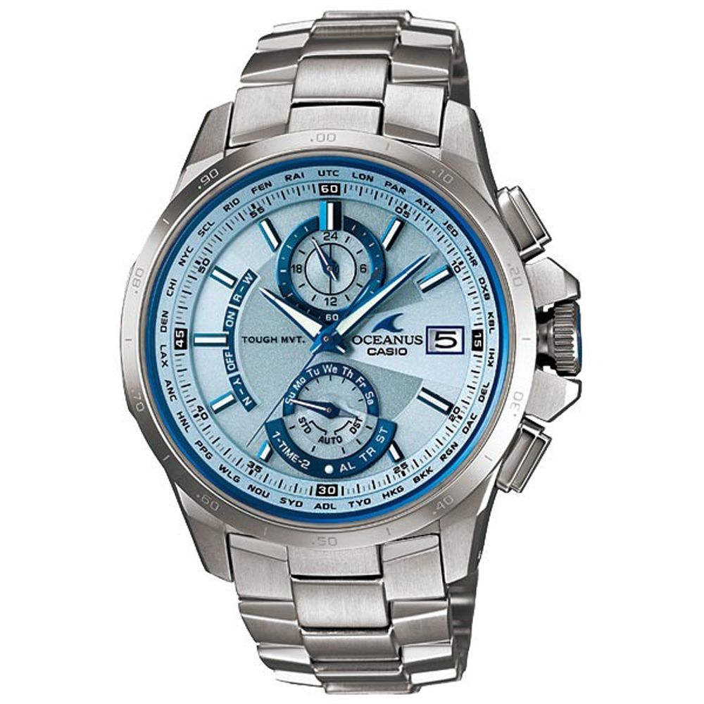 CASIO OCEANUS 動靜虛實鈦合金電波腕錶(銀) - PChome 24h購物