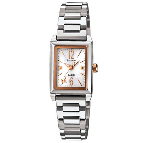 CASIO SHEEN系列 璀璨光輝太陽能都會腕錶(銀玫瑰金)