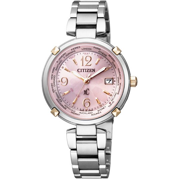 CITIZEN xC系列親暱典藏光動能鈦金屬腕錶(粉紅銀) - PChome 24h購物