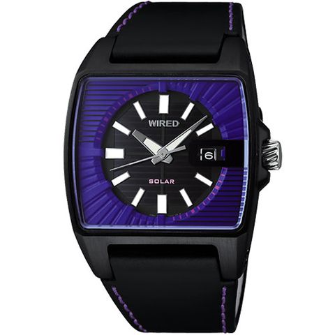 WIRED HYBRID 太陽能立體三眼腕錶/紫/37X40mm/V145-X013T