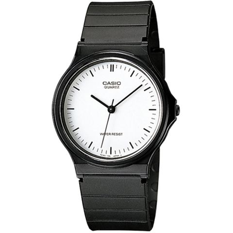 【CASIO 卡西歐】極簡時尚數字指針石英錶(白x黑/35mm) MQ-24-7ELDF