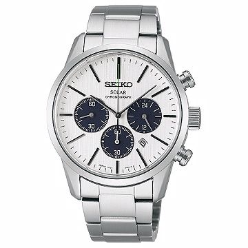 SEIKO SPIRIT  時尚休閒風格太陽能三眼計時男腕錶/白面/39mm/V175-0BJ0S