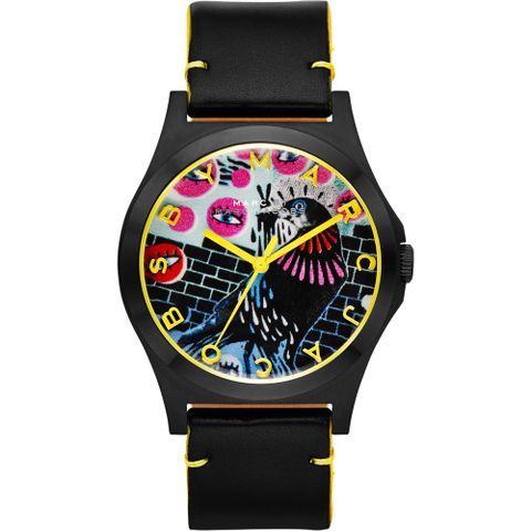 Marc Jacobs Holiday Henry 塗鴉藝術時尚手錶-黑/40mm MBM8621