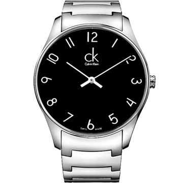 Calvin Klein cK Classic 數字黑面鍊帶腕表-38mm K4D2114X