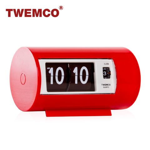 原廠公司貨保固2年TWEMCO 機械式翻頁鐘 德國機芯 圓筒小鬧鐘(紅色)