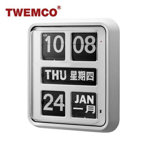 原廠公司貨保固2年TWEMCO 機械式翻頁鐘 德國機芯 中英文萬年曆 掛鐘