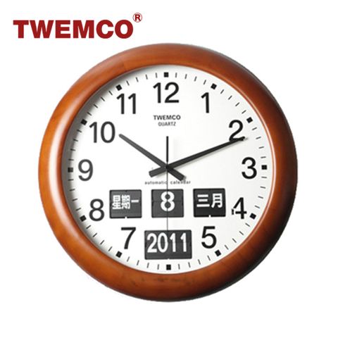 原廠公司貨保固2年TWEMCO 機械式翻頁鐘 德國機芯 中文萬年曆 掛鐘