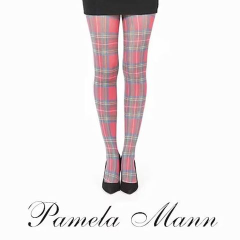 『摩達客』英國進口義大利製【Pamela Mann】紅綠方格紋印花彈性褲襪