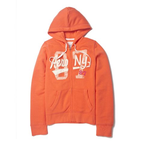 【 Aéropostale 】緞帶LOGO中性 連帽外套(橘色)