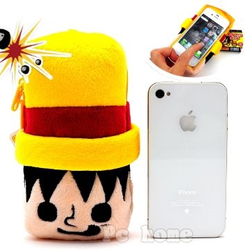日本進口【航海王魯夫】絨毛iPhone4票卡手機袋