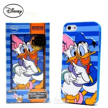 Disney 迪士尼 【唐老鴨與黛西愛的擁抱】日本進口 iphone5 3D立體感軟式手機背蓋