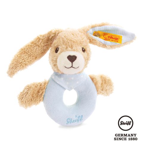 STEIFF 金耳釦泰迪熊 德國 - Hoppi Rabbit 藍色小兔子 (嬰幼兒手搖鈴)