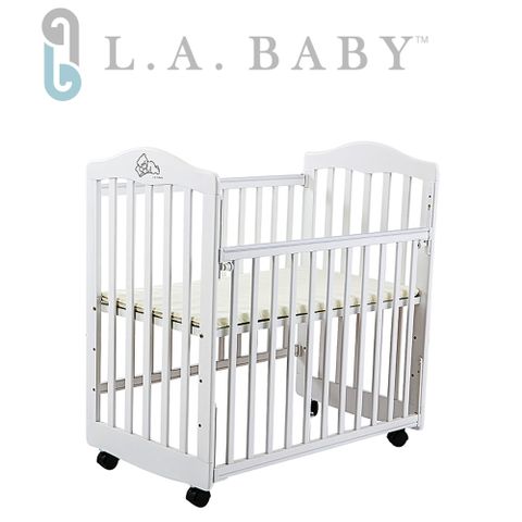 【美國 L.A. Baby】蒙特維爾美夢熊小床嬰兒床/實木/原木床(白色)