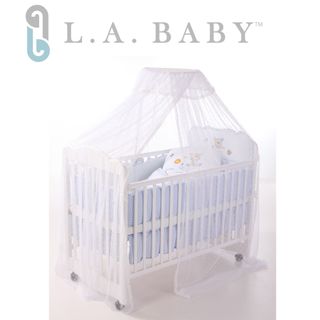 【美國 L.A. Baby】豪華全罩式嬰兒床蚊帳(加大加長型/高雅婚紗白色)