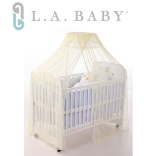 【美國 L.A. Baby】豪華全罩式嬰兒床蚊帳(加大加長型/淡黃色)