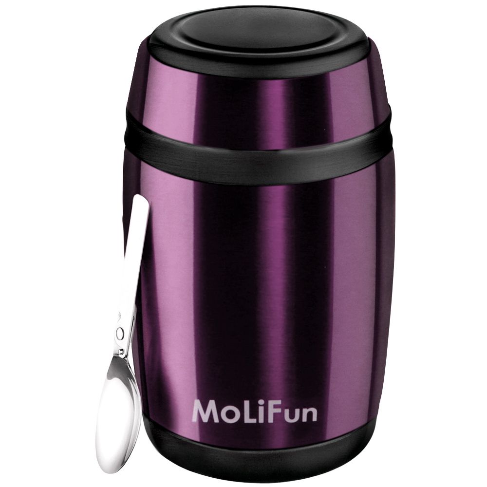 MoliFun 魔力坊  不鏽鋼真空保鮮保溫燜燒食物罐550ml-時尚紫