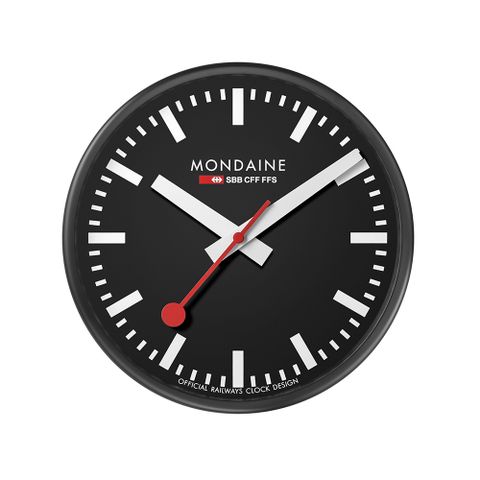 Mondaine 瑞士國鐵 經典掛鐘-黑 (25cm)