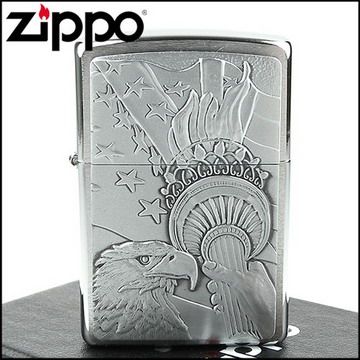 【ZIPPO】美系~Eagle and Lady Liberty torch-火炬鷹貼飾打火機