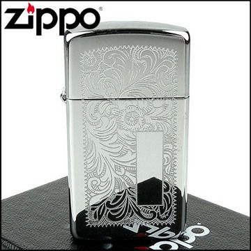 Zippo 美系~Venetian威尼斯人雕花圖案設計-鍍鉻拋光鏡面打火機(窄版)