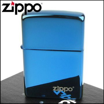 Zippo 美系~LOGO字樣打火機~超質感Sapphire藍寶色鏡面