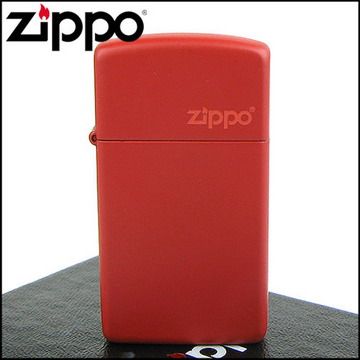 Zippo 美系~LOGO字樣打火機~(窄)RED MATTE 紅色烤漆