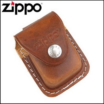 【ZIPPO】金屬扣式~打火機皮套(棕色款)
